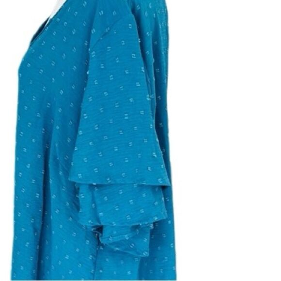 BloomChic Swiss chenille dot v neck top w/double ruffle flutter sleeve sz 18-20 - Picture 6 of 11